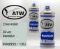 Preview: Chevrolet, Silver Metallic, WA9955 / 13U: 400ml Sprühdose + 400ml Klarlack - Set, von ATW Autoteile West.